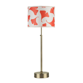 C123-RS-434-OGL By Lights Up-Cancan Collection Orange Ginkgo Leaf with Brushed Brass Base Finish Table Lamp