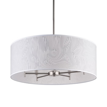 C123-TS-9050 By Lights Up-Walker Collection Optical Poly Film Finish 5-Arm Drum Chandelier