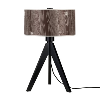 C123-WD-333 By Lights Up-Woody Collection Faux Bois Dark with Black Wood Base Finish Table Lamp
