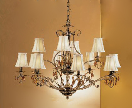 C135-1918-DBP-PAM Danube Collection Dark Bronze With Polished Highlights, Prisms Amber Finish Fixture By Classic Lighting