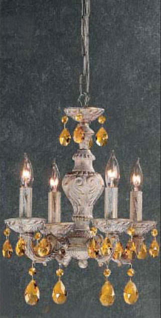 C135-8334-AW-PAM Gabrielle Collection Antique White Prism Amber Finish Fixture By Classic Lighting