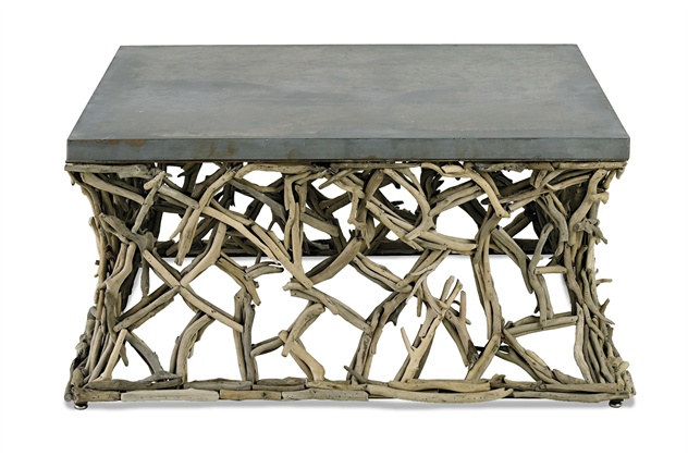 C146-3114 By Currey Lighting Montauk Square Coffee Table Rustic Gray/ Natural Finish