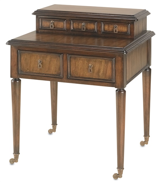 C146-3204 By Currey Lighting Draper Lamp Table Mahogany/Primavera Finish