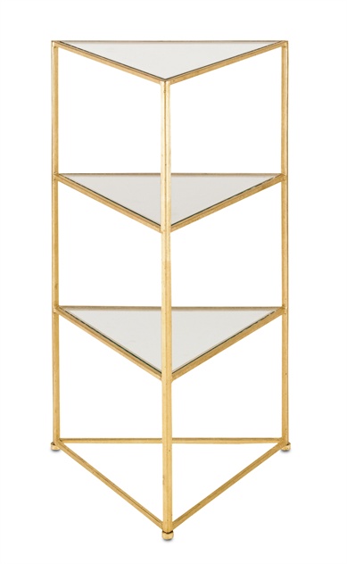 C146-4128 By Currey Lighting Delano Corner Table Contemporary Gold Leaf Finish