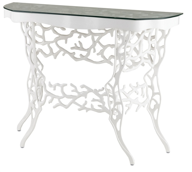 C146-4146 By Currey Lighting Corail Console Table, White The Marjorie Skouras Collection White Finish