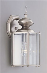 C153-1101-PW By Designers Fountain-Beveled Glass Lanterns Collection Pewter Finish 1 Light Outdoor Wall Lantern With Clear Beveled Glass