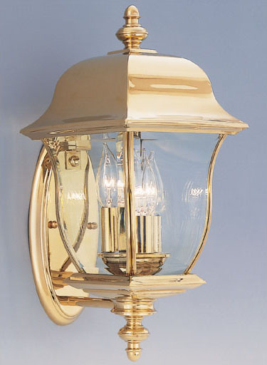 C153-1542-PVD-PB By Designers Fountain-Gladiator Collection Polished Brass Finish 3 Light Outdoor Wall Lantern