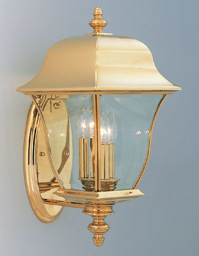 C153-1552-PVD-PB By Designers Fountain-Gladiator Collection Polished Brass Finish 3 Light Outdoor Wall Lantern
