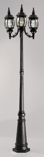 C153-1923-BK By Designers Fountain-Riviera Collection Black Finish Three Head Post Lantern