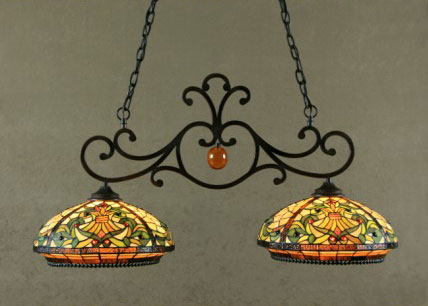 C154-1116IS-214T By Legacy Fine Lighting - Baroque Collection Burnished Walnut Finish Tiffany Style Island/Game 2-Lite
