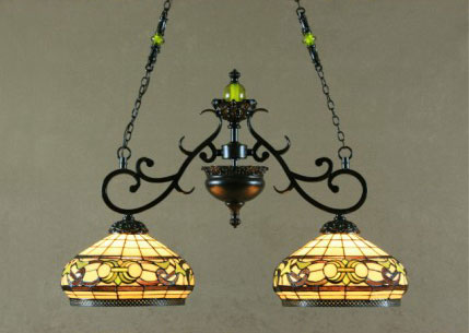 C154-1119IS-212T By Legacy Fine Lighting - Windsor Collection Rich Espresso Finish Tiffany Style Island/Game 2-Lite