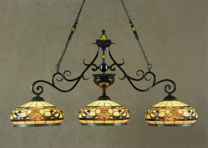 C154-1119IS-314T By Legacy Fine Lighting - Windsor Collection Rich Espresso Finish Tiffany Style Island/Game 3-Lite