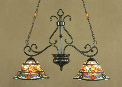 C154-1201IS-212T By Legacy Fine Lighting - Somerset Collection Sandstone Bronze Finish Tiffany Style Island/Game 2-Lite