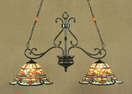 C154-1201IS-215T By Legacy Fine Lighting - Somerset Collection Sandstone Bronze Finish Tiffany Style Island/Game 2-Lite