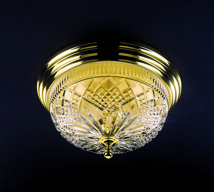 C155-849-285-10-00 By WATERFORD Lighting - Polished Brass Finish with Irish Lead Crystal Beaumont Flush Mount