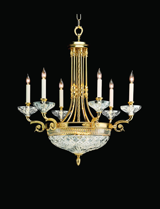 C155-849-285-28-00 By WATERFORD Lighting - Gold Plated Finish with Irish Lead Crystal Beaumont Nine Light Chandelier