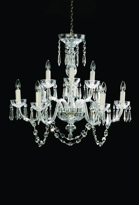 C155-950-000-36-11 By WATERFORD Lighting - Irish Lead Crystal Lismore Nine Arm Chandelier