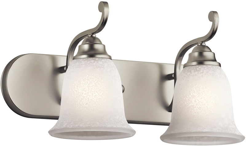 C156-45422NI By BUILDER Camerena Collection 2 Lights Wall Mt Bath 2 Arm Brushed Nickel Finish