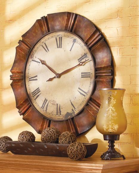 C160-43546 By CBK Lighting-Clocks Collection Antique Gold / Copper Finish Clock Wall Bunched Frame Desig