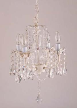 C160-53826 By CBK Lighting-Lamps Collection Antique White Finish Chandelier 4 Arm Acrylic B Ead
