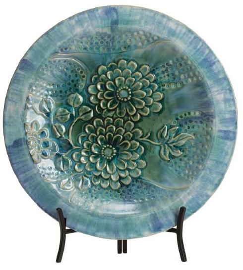 C160-90937 By CBK Lighting-Table Decor Collection Aqua Reactive Finish St 2 Charger Flower & Dot Em B