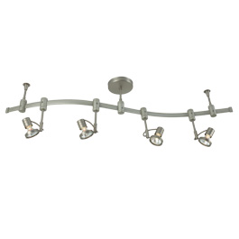 C164-FRL4-N-16M By Alico Lighting-Kit Collection Satin Nickel Finish 4-Head Gimble On Flexible Track
