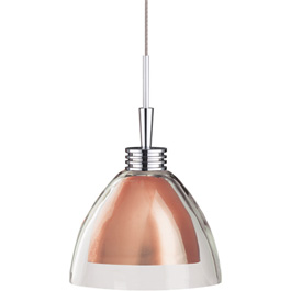 C164-FRPC2006-89-15 By Alico Lighting-Duplex Metal Collection Chrome Finish Clear Over-Glass With Polished Copper Inner Shade