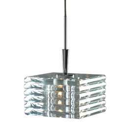 C164-PC1850-0-15 By Alico Lighting-Scintillio Square Collection Clear Glass Shade Finish Single-Lamp Pendant 