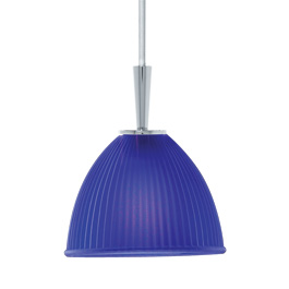 C164-PC2000-7-15 By Alico Lighting-Mini Ribbed Flash Collection Cobalt Blue Shade Finish Single-Lamp Pendant 