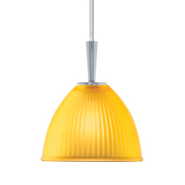 C164-PC2000-8-15 By Alico Lighting-Mini Ribbed Flash Collection Amber Shade Finish Single-Lamp Pendant 