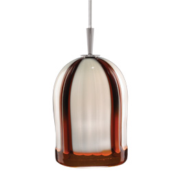 C164-PC4452-87-15 By Alico Lighting-Eleganza Collection White Opal Glass with Amber Stripes and Bottom Band Finish Single-Lamp Pendant