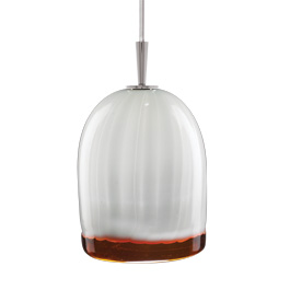 C164-PC4452-88-15 By Alico Lighting-Eleganza Collection White Opal Glass with Tone-on-Tone Vertical Stripes and Clear Amber Bottom Finish Single-Lamp Pendant