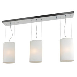 C164-PS1310-10-15-3 By Alico Lighting-Ovo Collection Chrome Finish Three-Light Island Chandelier With White Opal Shades. Chrome Finish.