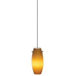 C164-PS1792-8-16M By Alico Lighting-Obelisque Petite Collection Matte Satin Nickel Finish Single-Lamp Pendant With Amber Case Glass Shade
