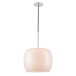 C164-PS6940-10-15 By Alico Lighting-Newton Collection Chrome Finish Newton 120V Pendant. White Opal Glass Shade / Chrome Finish.