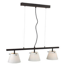 C164-PS7200-10-45-3 By Alico Lighting-Chapeau Chandelier Collection Oil-Rubbed Bronze Finish Three-Light Island Chandelier With White Opal Shades