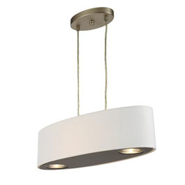 C164-PS9545-30-16M By Alico Lighting-Forma Piccolo Oval Collection Matte Satin Nickel Finish Forma Piccolo Oval 120V Pendant. White Fabric Oval Shade. Matte Satin Nickel Finish.