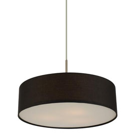C164-PS9555-31-16M By Alico Lighting-Forma Piccolo Drum Collection Matte Satin Nickel Finish Forma Piccolo Drum 120V Pendant. Black Fabric Drum Shade. Matte Satin Nickel Finish.