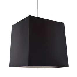 C164-PS9580-31-31 By Alico Lighting-Forma Tapered Square Collection Black Finish Forma Tapered Square 120V Pendant. Tapered Sq Black Fabric Shade / Black Canopy.