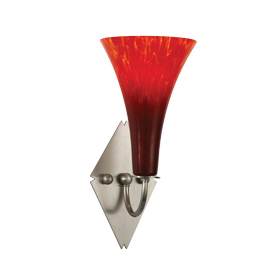 C164-PW1770-70-16M By Alico Lighting-Tromba Collection Matte Satin Nickel Finish Single-Lamp Wall Sconce With Rouge Shade