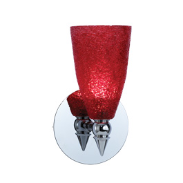 C164-PW3604-11-15 By Alico Lighting-Glacier Para Collection Red Finish Single-Lamp Wall Sconce With Red Glass