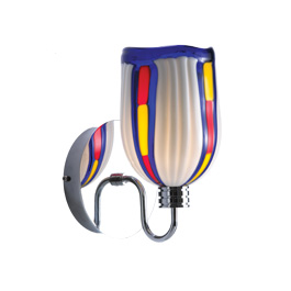 C164-PW4452-83-15 By Alico Lighting-Eleganza Collection Chrome Finish Single-Lamp Wall Sconce With Geo-Candy Glass