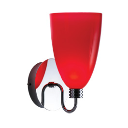 C164-PW5300-11-15 By Alico Lighting-Para Collection Chrome Finish Single-Lamp Wall Sconce With Solid Red Glass