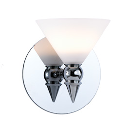 C164-PW700-10-15 By Alico Lighting-Futura Collection Chrome Finish Single-Lamp Wall Sconce With White Opal Duplex Glass Shade