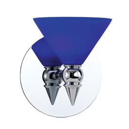 C164-PW700-7-15 By Alico Lighting-Futura Collection Chrome Finish Single-Lamp Wall Sconce With Cobalt Blue Duplex Glass Shade