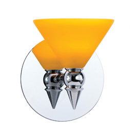 C164-PW700-8-15 By Alico Lighting-Futura Collection Chrome Finish Single-Lamp Wall Sconce With Amber Duplex Glass Shade