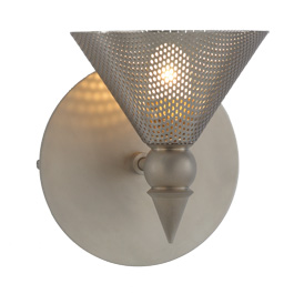 C164-PW900-16M-16M By Alico Lighting-Colander Collection Matte Satin Nickel Finish Single-Lamp Wall Sconce With Matte Satin Nickel Metal Shade