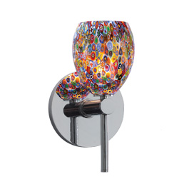 C164-WS3500-55-15 By Alico Lighting-Aura Collection Chrome Finish Single-Lamp Wall Sconce With Millefiori Glass Shade