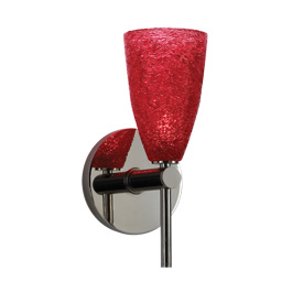 C164-WS3604-11-15 By Alico Lighting-Glacier Para Collection Chrome Finish Single-Lamp Wall Sconce With Red Glass