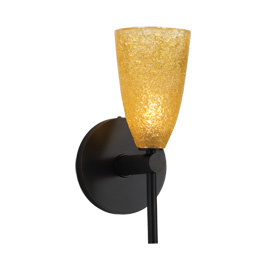 C164-WS3604-8-45 By Alico Lighting-Glacier Para Collection Oil-Rubbed Bronze Finish Single-Lamp Wall Sconce With Amber Glass